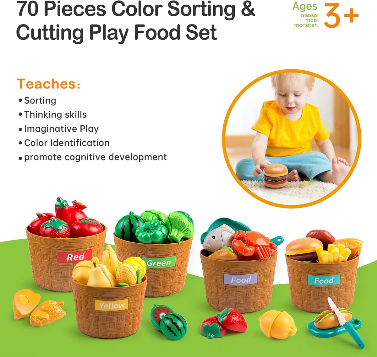 70 Pieces Pretend Play Food Set T778191