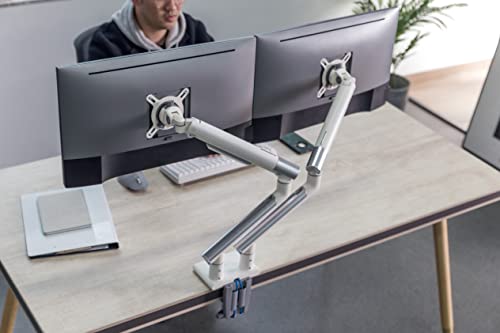 Dual Monitor Arm Mount Stand Desk Adjustable Full Motion VESA 17"-32" Display Grey Black V913
