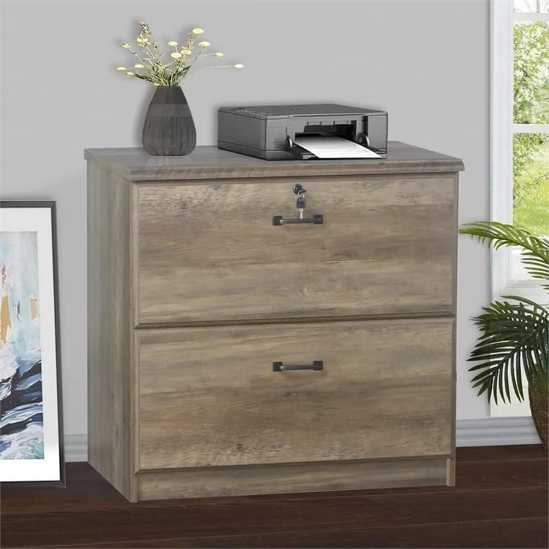 2 Drawer Lateral Filing Cabinet In Rustic Oak L5855