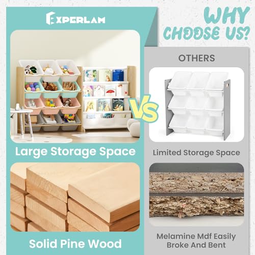 12 Bin 4 Shelf Toy Storage Organizer with Bookshelf L1583