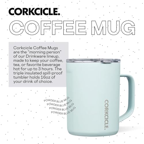16 oz Powder Blue Stainless Steel Coffee Mug with Lid and Handle J480
