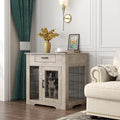 Gray Dog Crate End Table with Drawer, Double Doors, 29.9'' W x 24.8'' D x 30.71'' H T75714