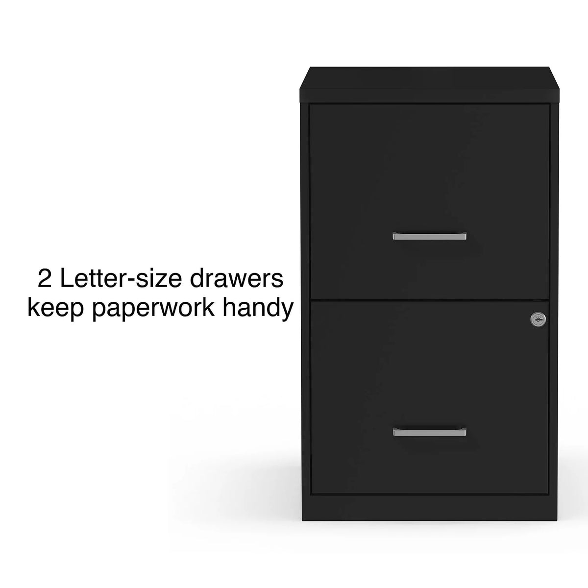 2-Drawer Vertical File Cabinet Locking Letter Black B38814