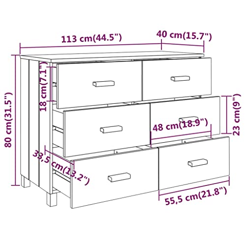 Light Gray Solid Wood Pine Sideboard U964