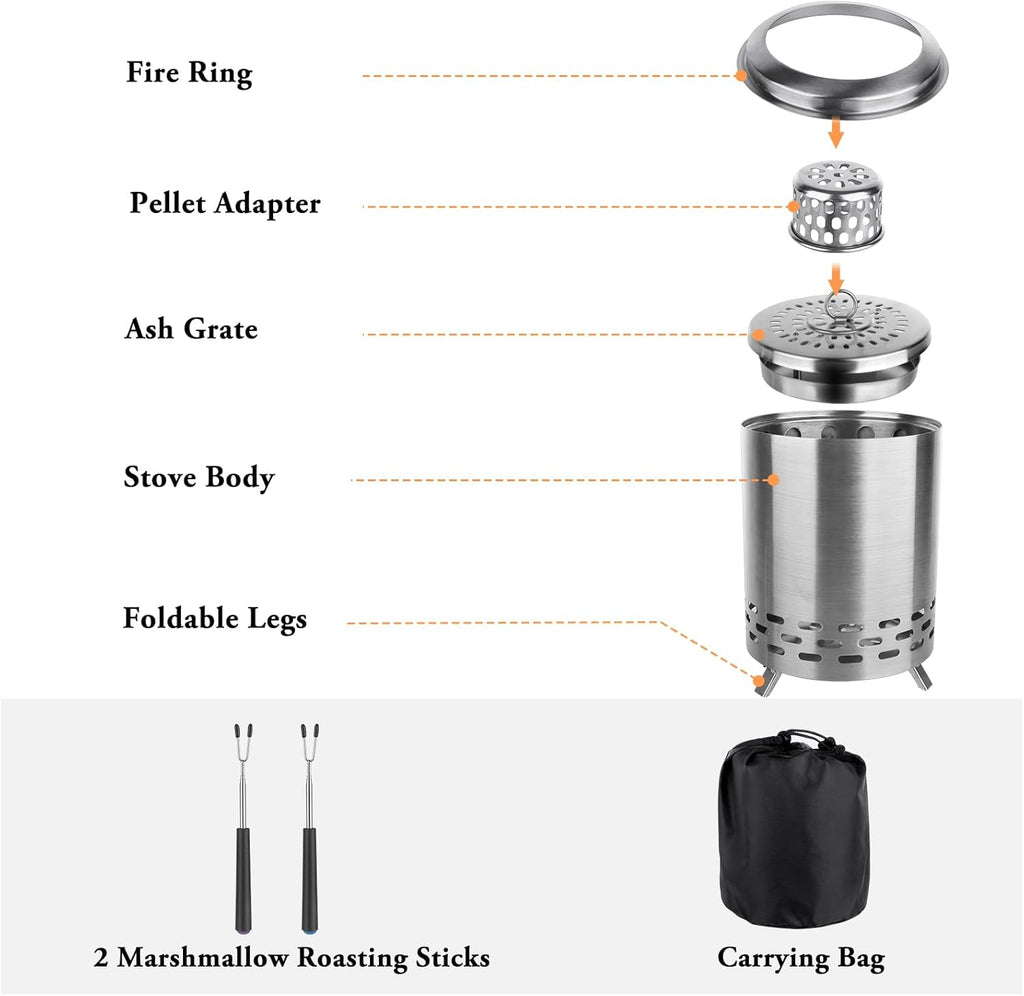 Stainless Steel Mini Firepit with Travel Bag J137