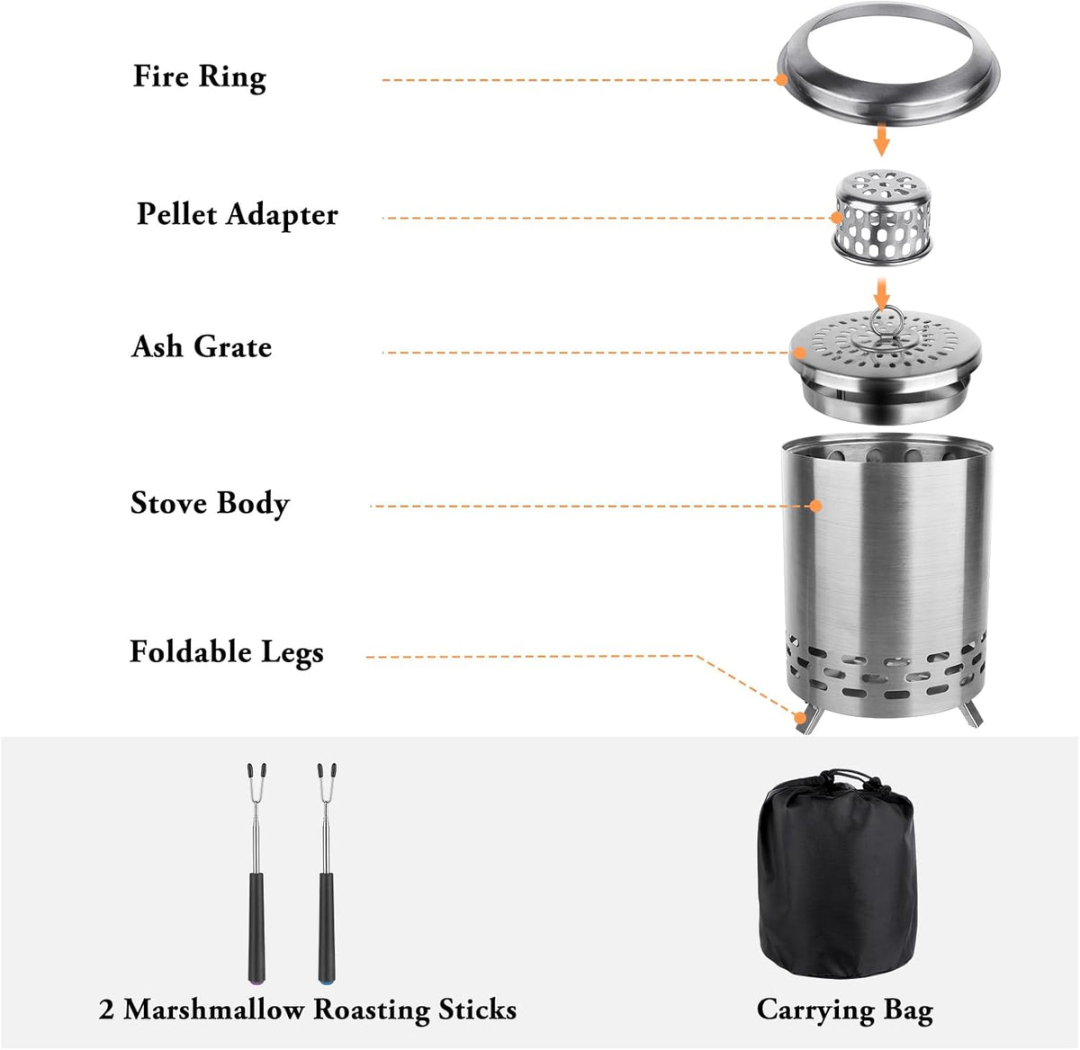 Stainless Steel Mini Firepit with Travel Bag J137