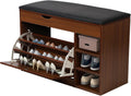 3 Tiers Storage Bench with Padded Seat Cushion M6542