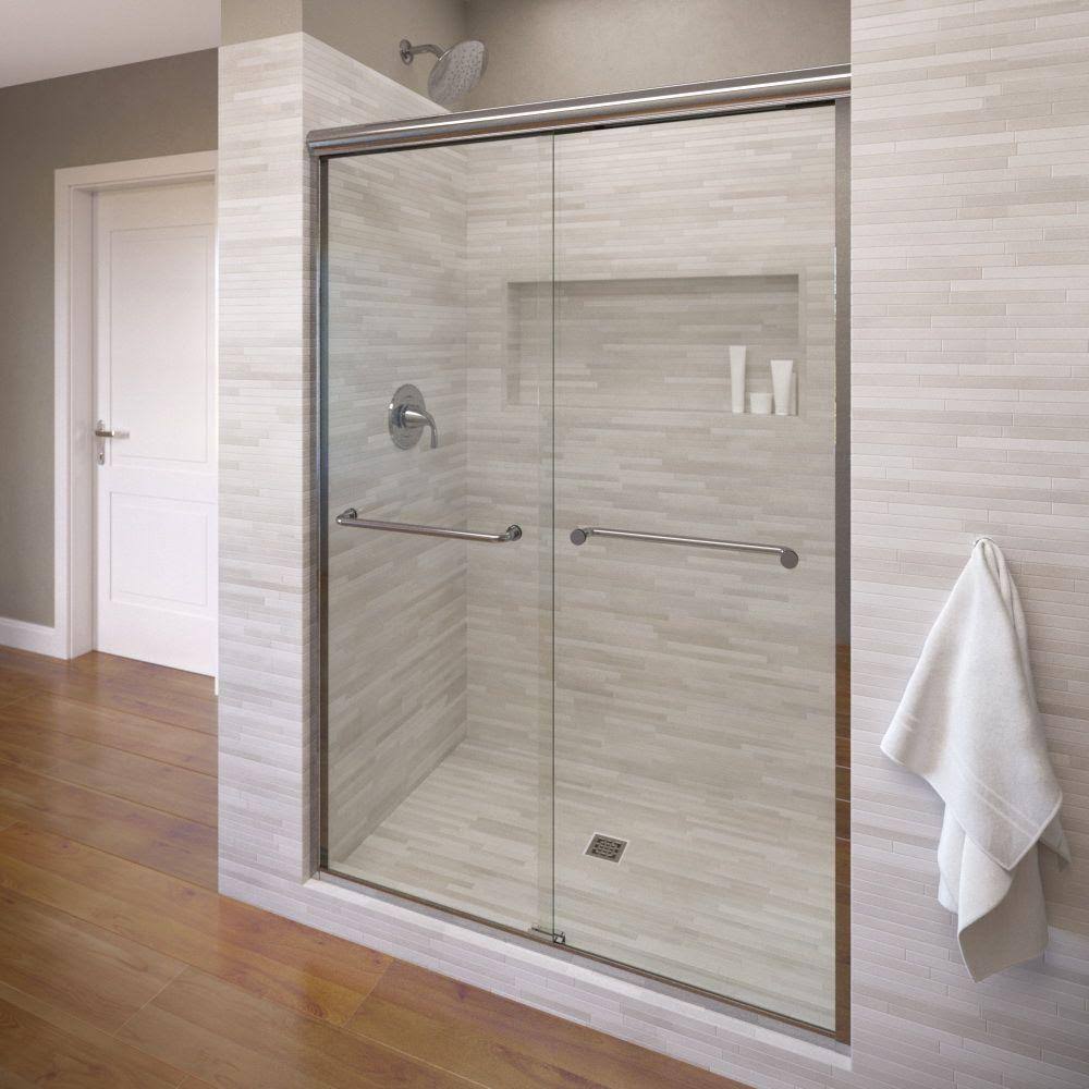 Frameless Bypass Sliding Shower Door, Silver I563287