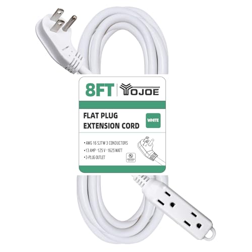 White 6 ft Flat Plug 3 Outlet Extension Cord I374
