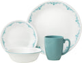 16-Piece Dinnerware Set, Turquoise/White B48086