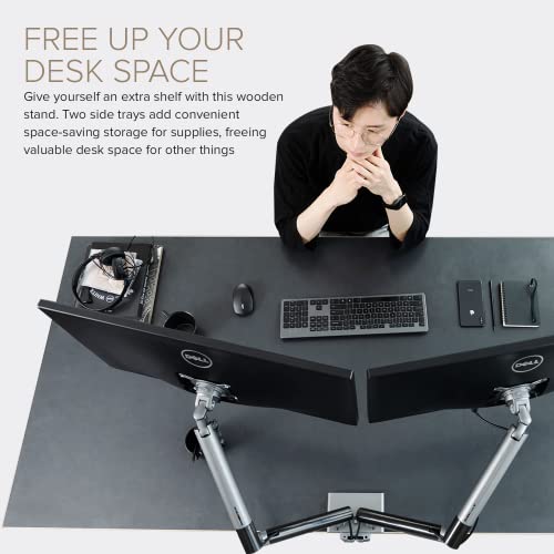 Dual Monitor Arm Mount Stand Desk Adjustable Full Motion VESA 17"-32" Display Grey Black V913