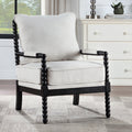 Black Linen Fabric Armchair with Wood Frame S441644