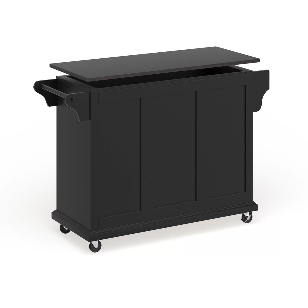 Black Wood Kitchen Cart with Solid Black Granite Top O493128