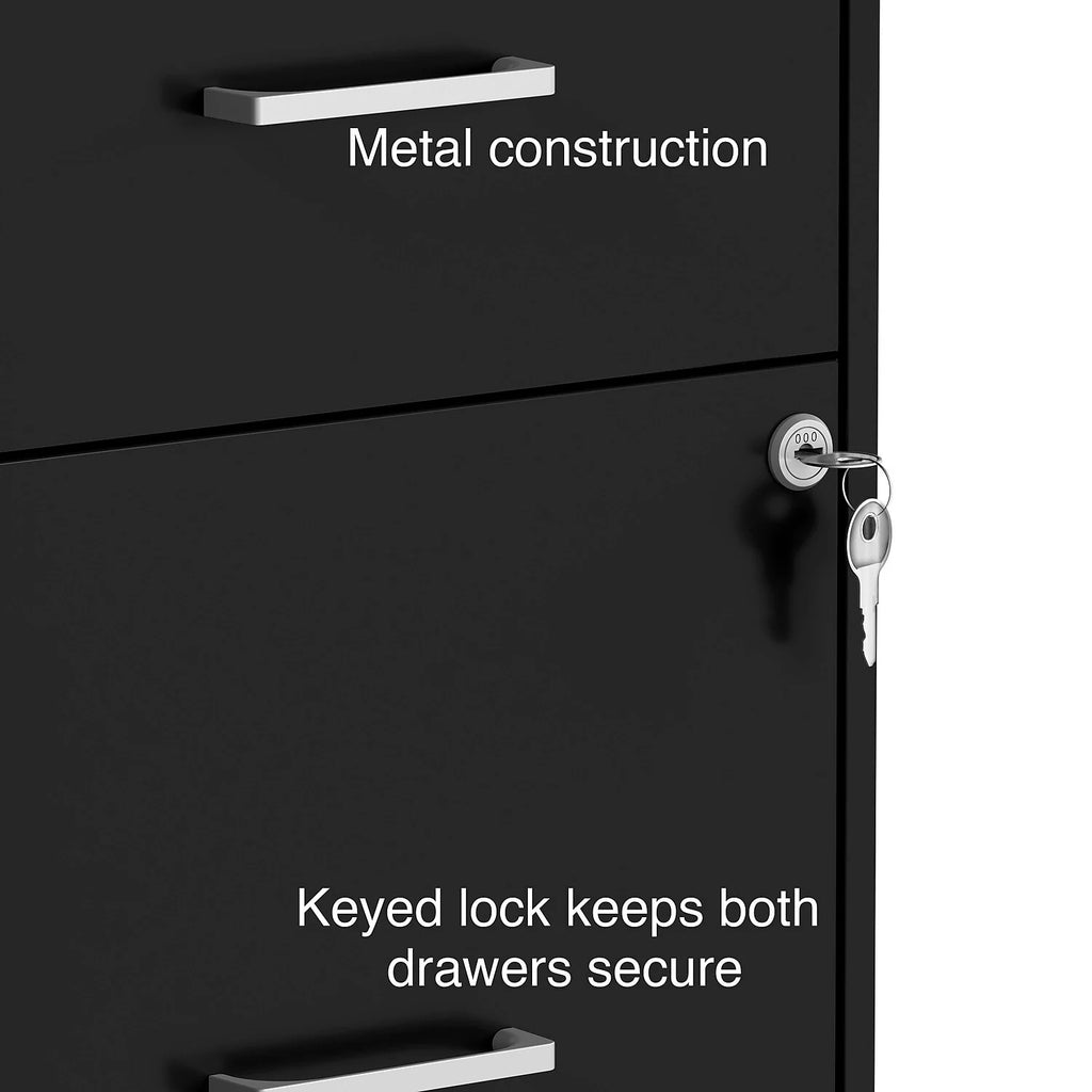 2-Drawer Vertical File Cabinet Locking Letter Black B38814