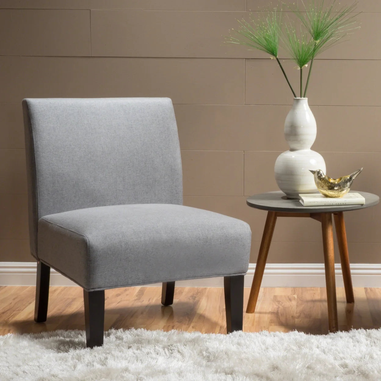 Gray Fabric Slipper Accent Chair R3359