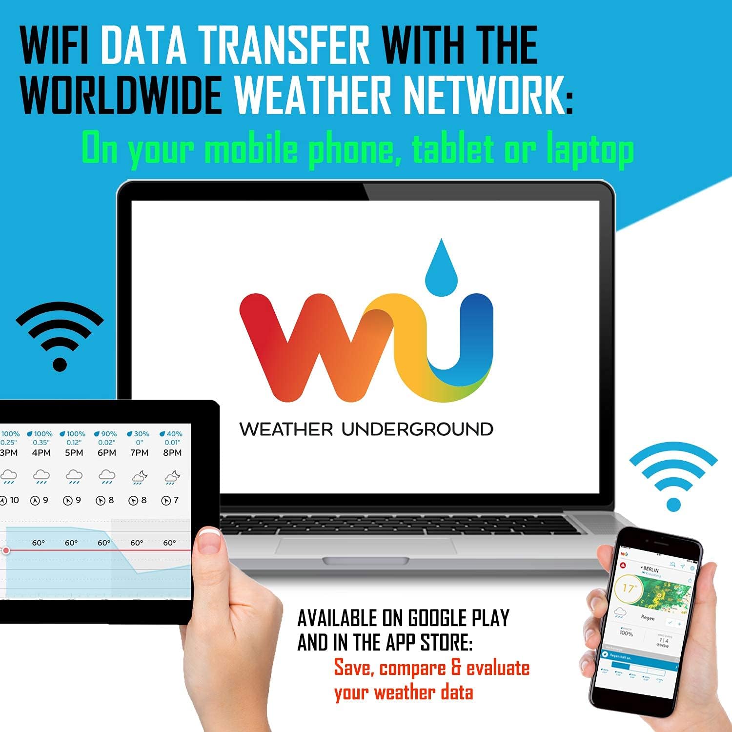 Black WiFi Weather Station with Outdoor Sensor Z4607