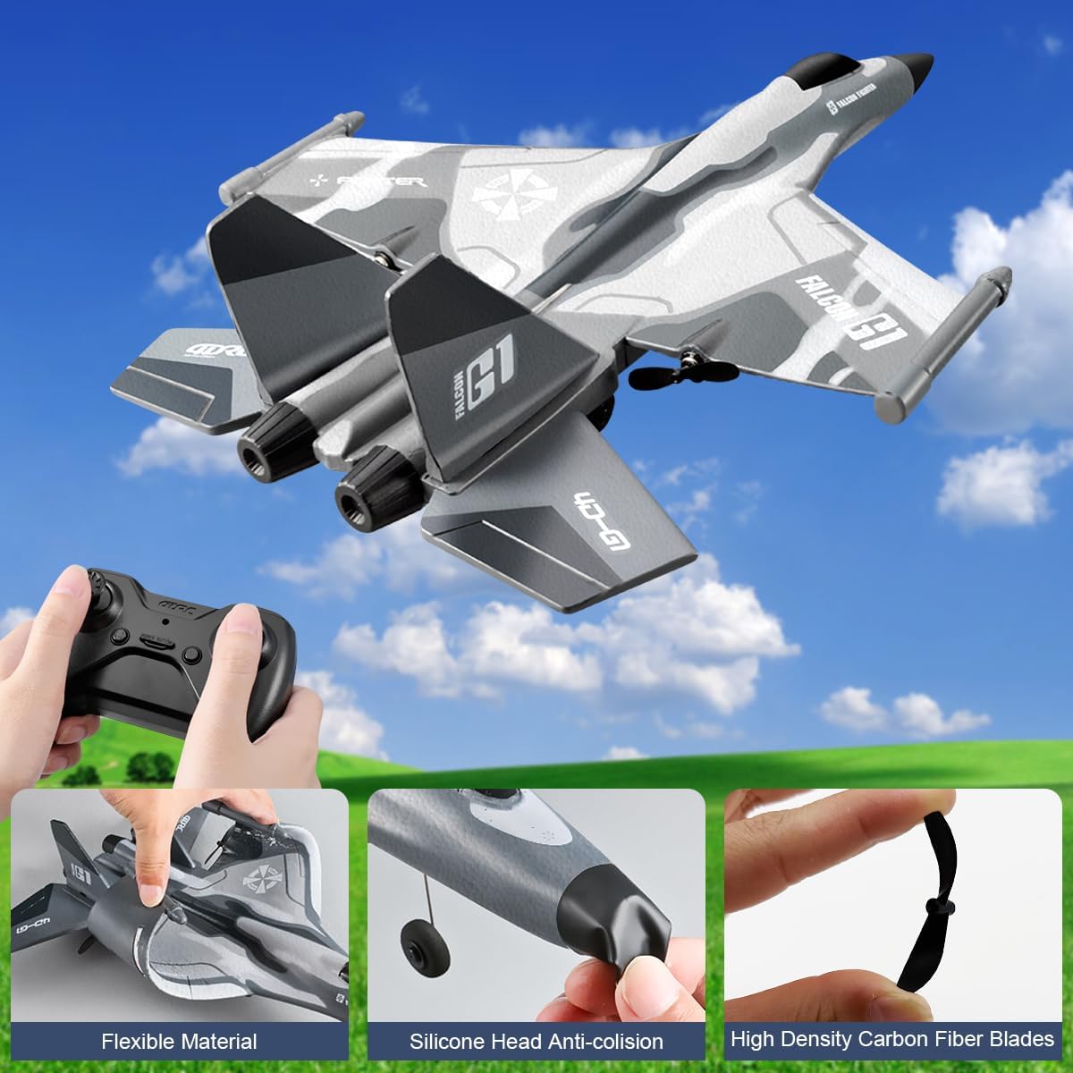 F22 RC Airplane 3 Channel Remote Control Fighter Toy, Ready to Fly, Two Batteries Y34913