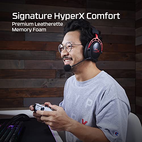 Red Wireless Gaming Headset with 300-hour battery life, Memory foam, Dual Chamber Drivers, Noise-canceling mic, Durable aluminum frame C753857