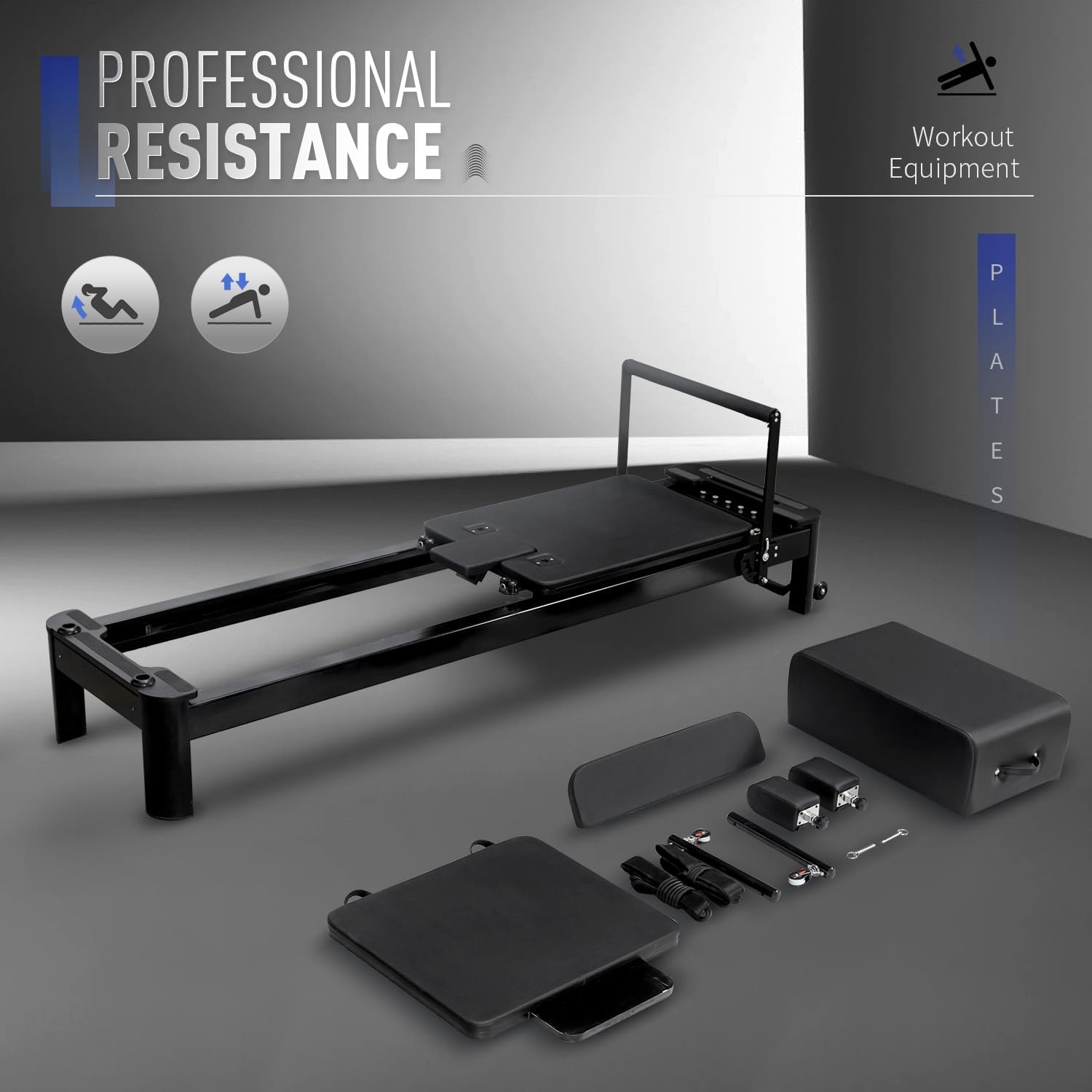 Aluminium Pilates Reformer with Reformer Box and Padded Jump Board J736