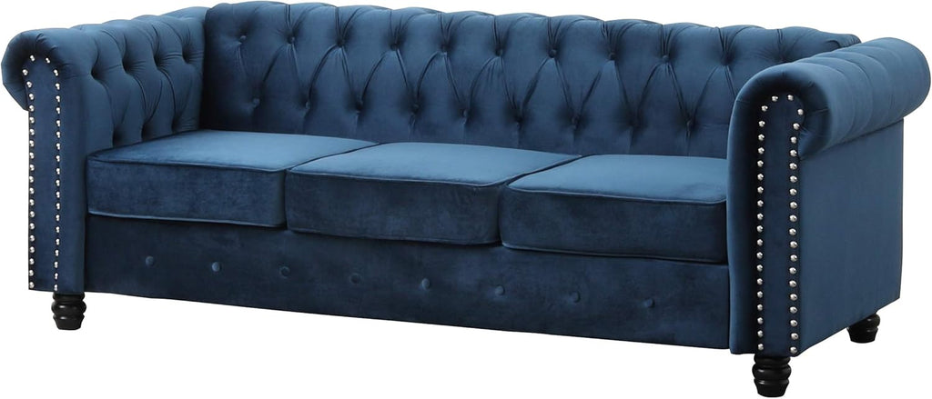 Navy Blue Tufted Velvet Sofa I429