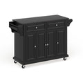 Black Wood Kitchen Cart with Solid Black Granite Top O493128