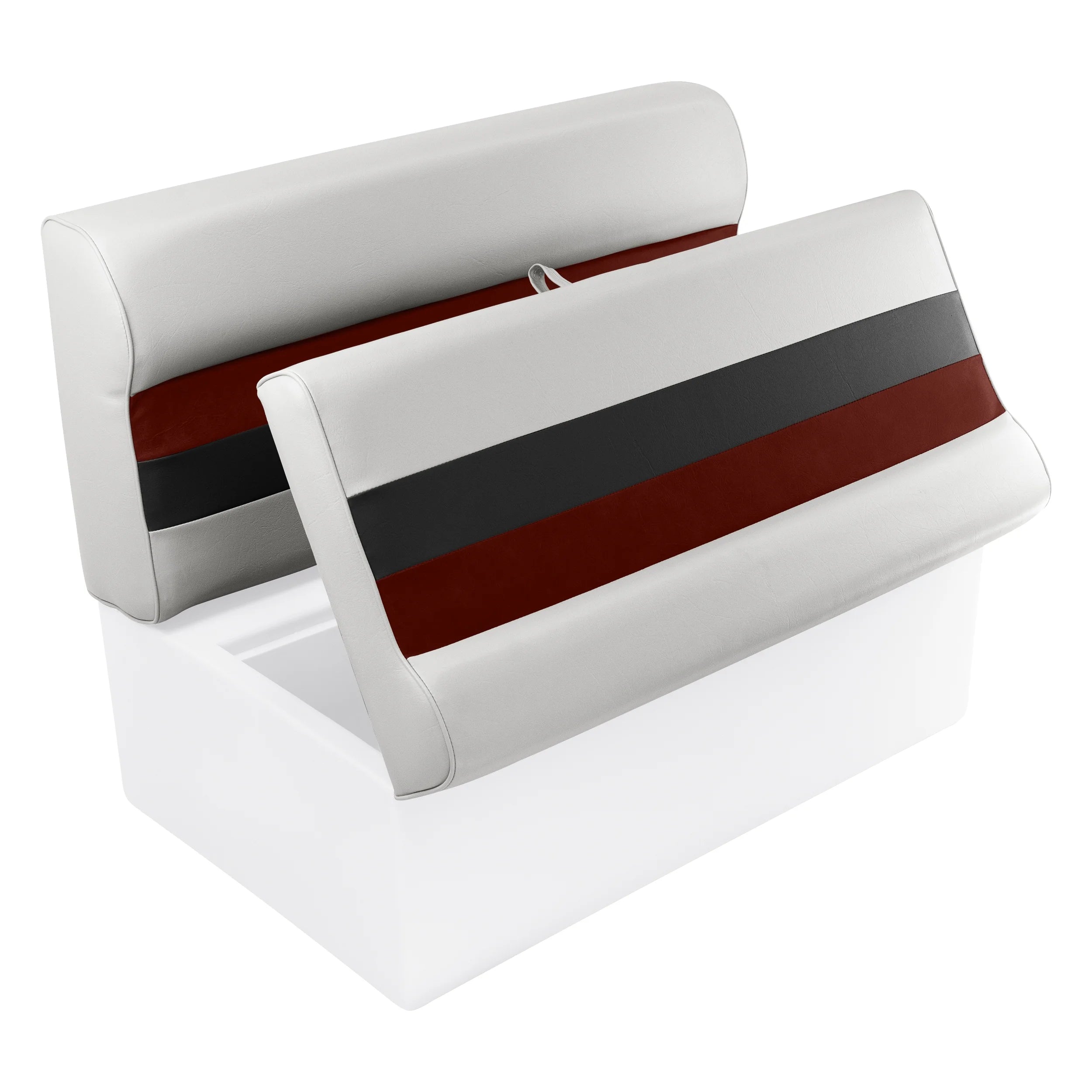 White/Red/Charcoal Pontoon Bench Seat and Backrest Cushion Set V7190