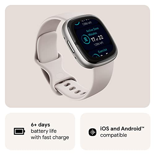 Lunar White/Platinum Advanced Health Smartwatch with ECG, SpO2, 24/7 Heart Rate and GPS A1383