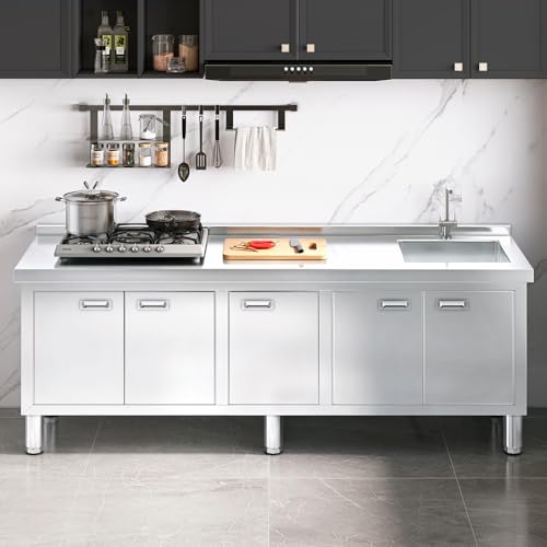 Freestanding Stainless Steel Utility Sink with Cabinet, 21.66 x 63 x 35.43 inches M633889
