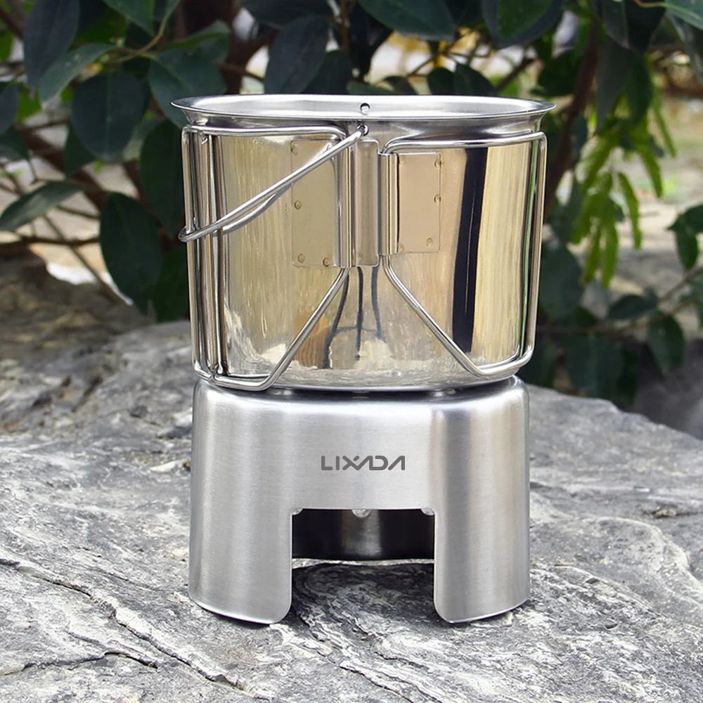 Stainless Steel Camping Cookware Set with Wood Stove G7059