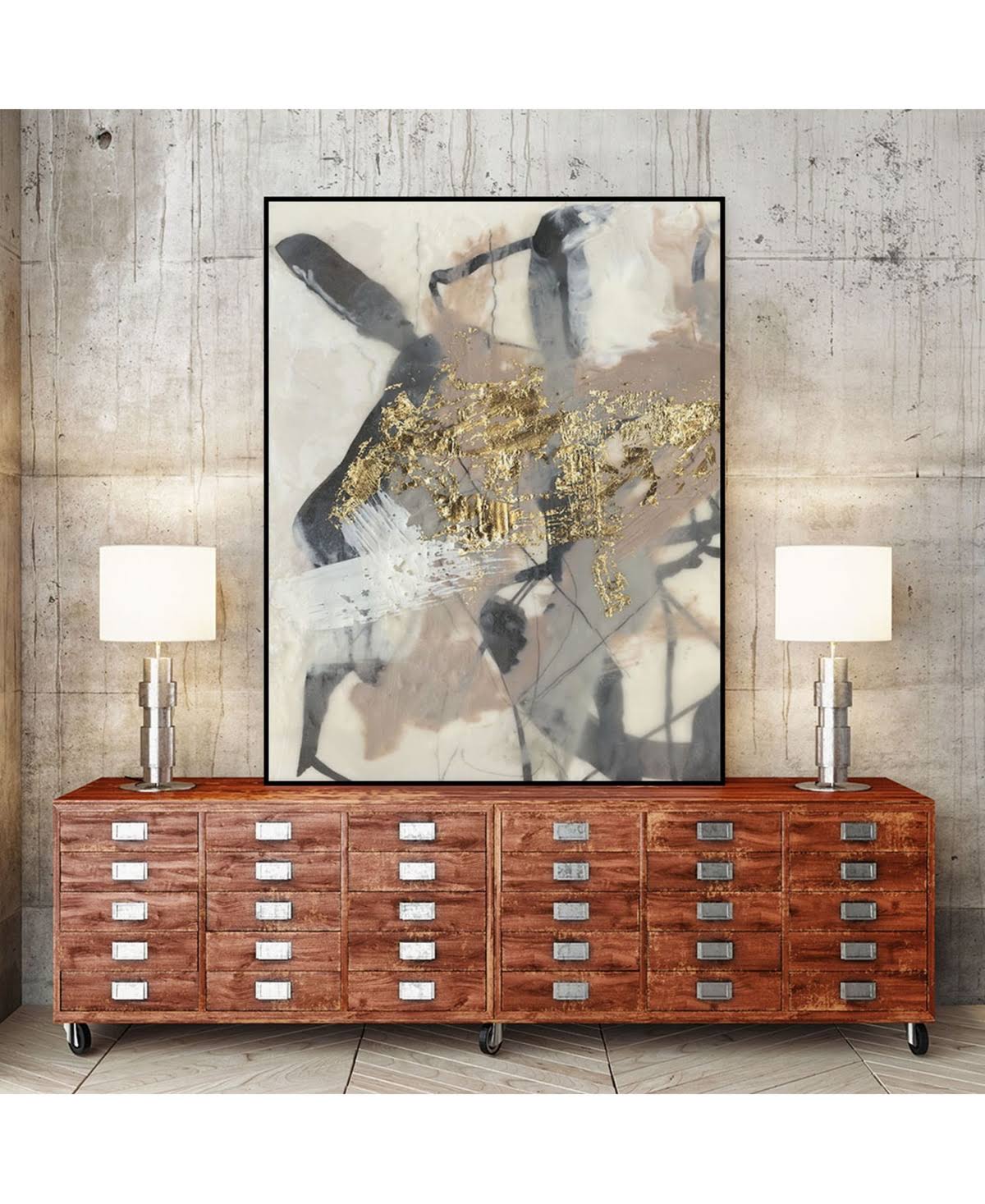 Golden Blush Framed Canvas Art K885