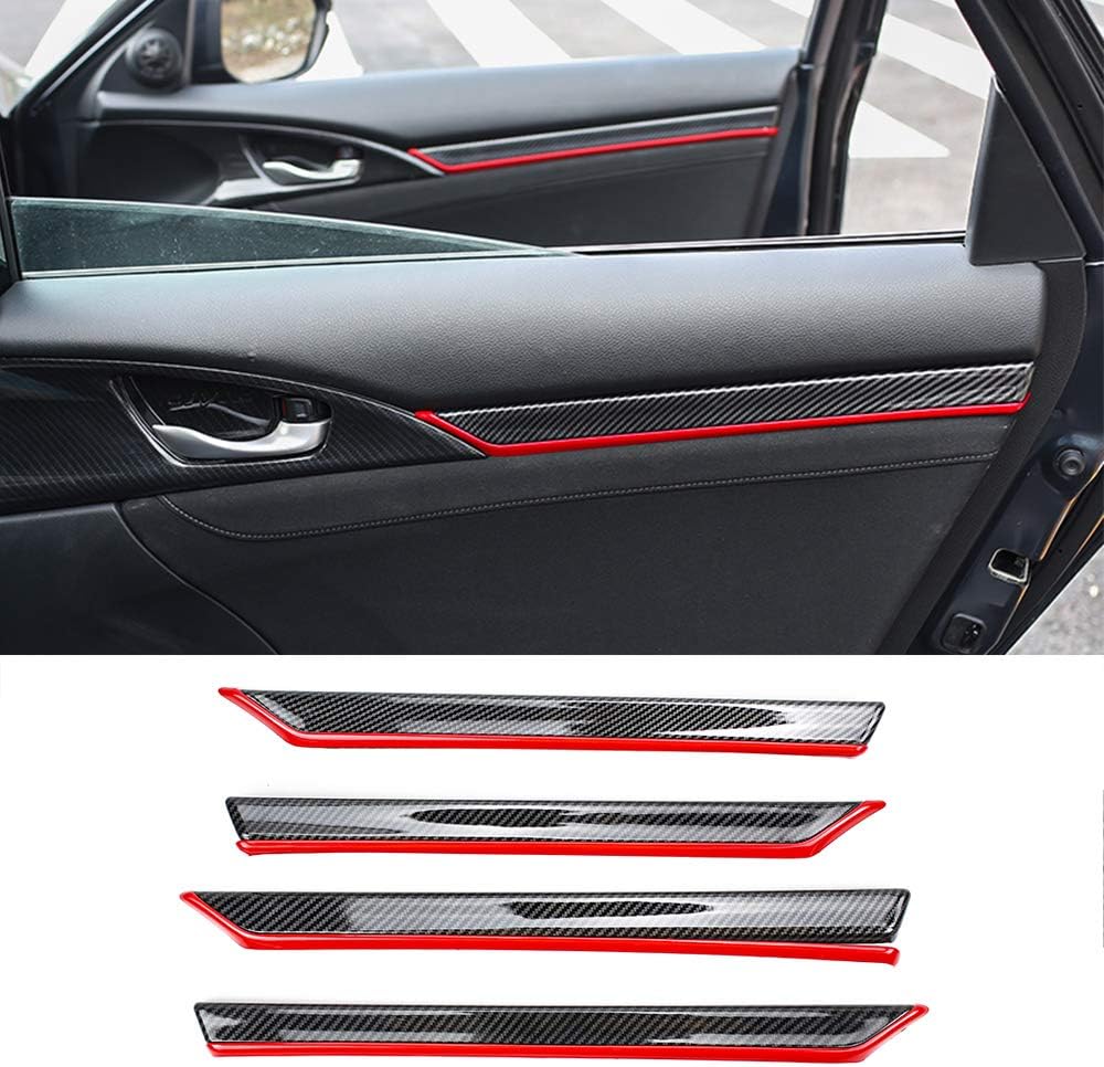 8pcs ABS Carbon Fiber Car Door Panel Stripe Cover Trim Accessories (BLUE) E840