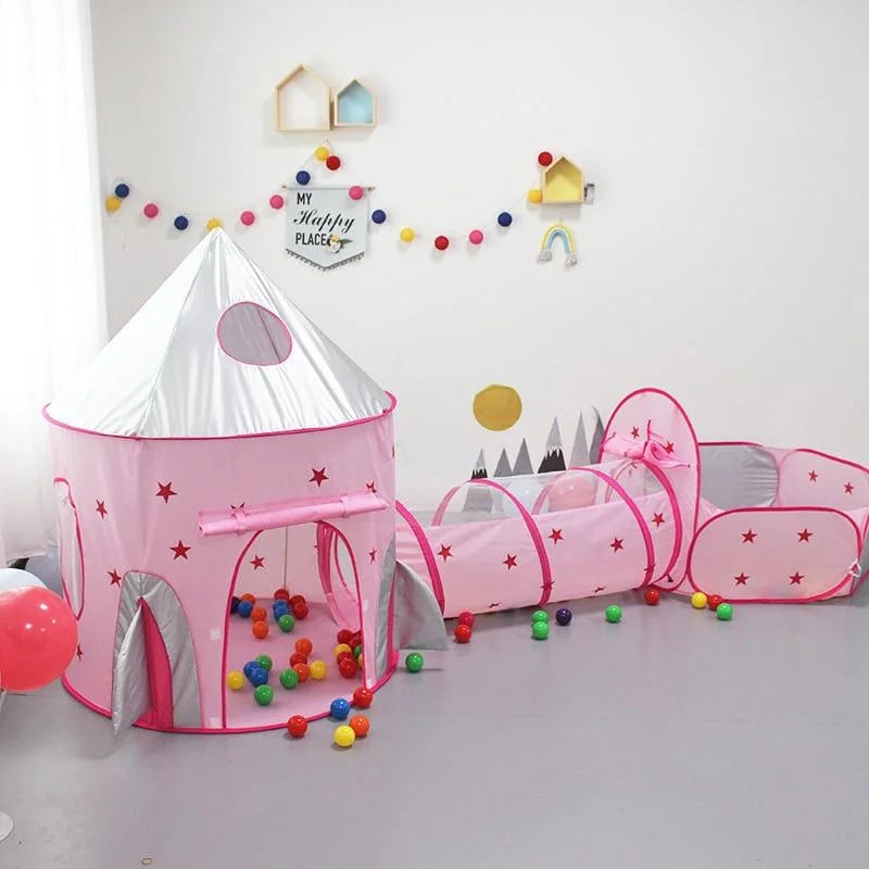 Foldable Crawling Tunnel Play House with Ball Pool, 50pcs Balls I82414