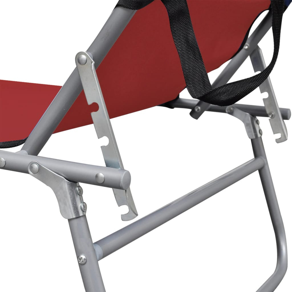 Red Aluminum Adjustable Chaise Chair with Canopy N65028