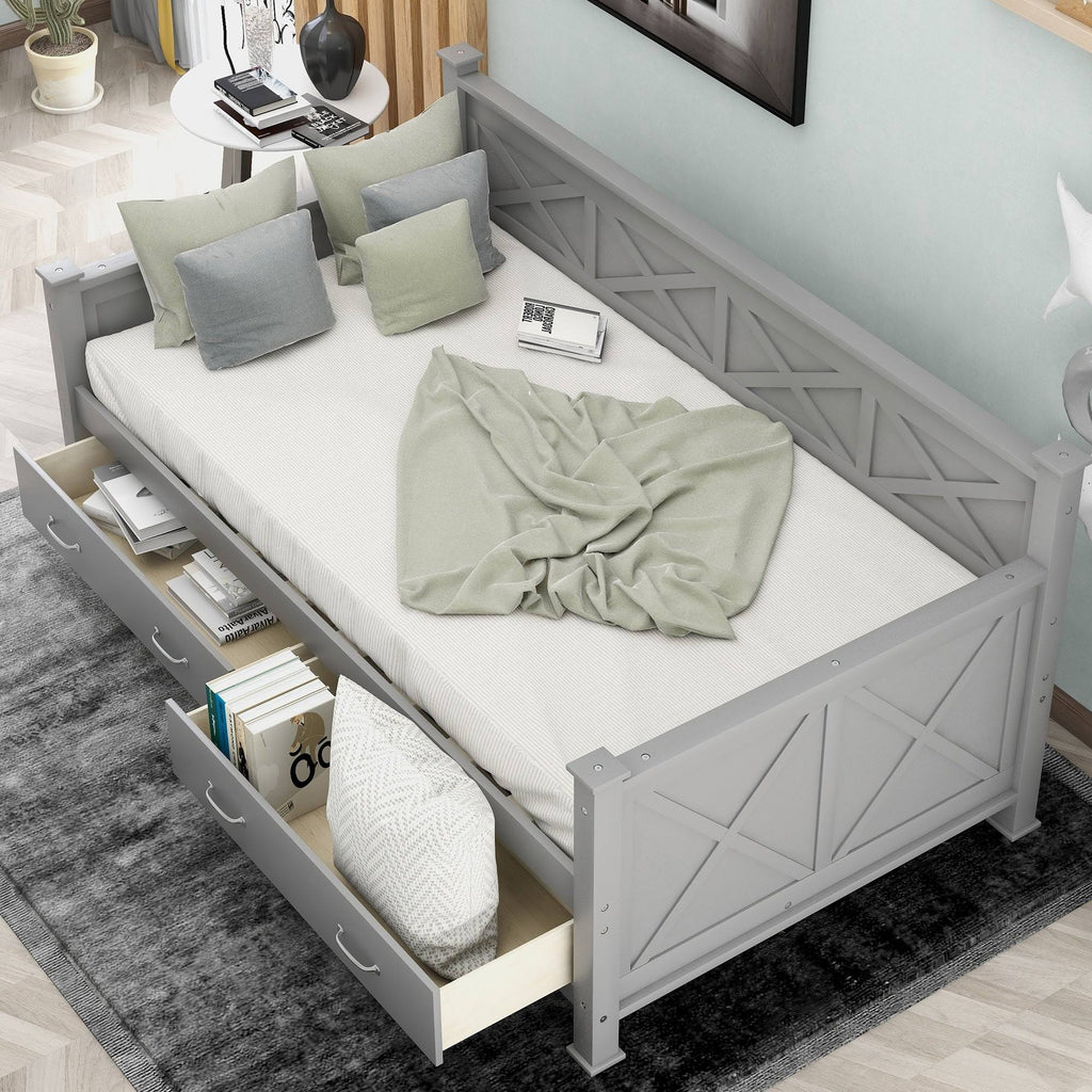 Grey Twin Size Daybed with 2 Large Drawers Z82807