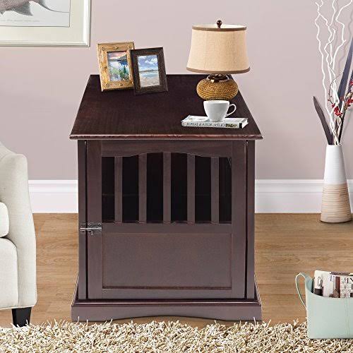 Large Wood Dog Kennel Crate with End Table E31930
