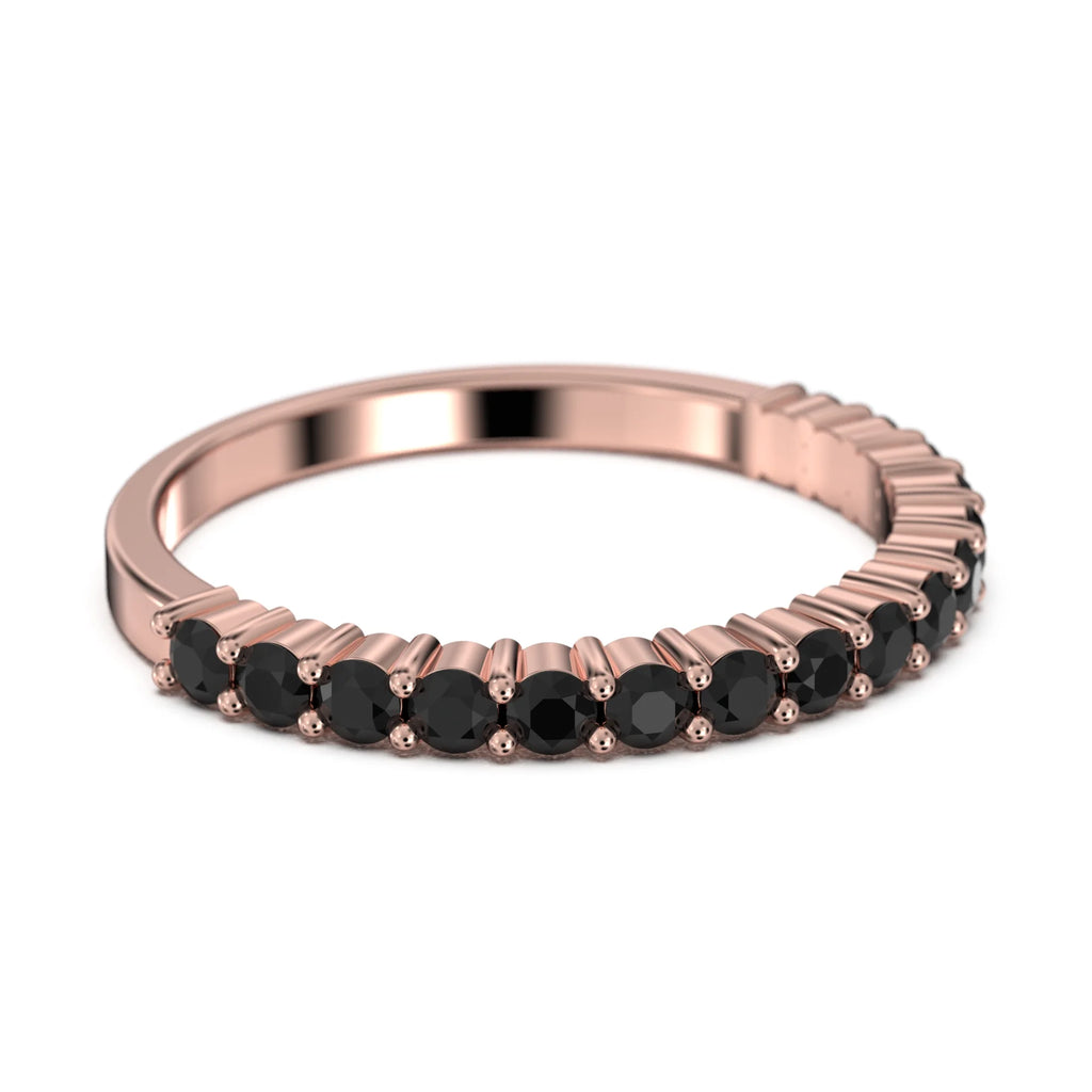 18K Rose Gold Over Silver Black Diamond Wedding Band W70838