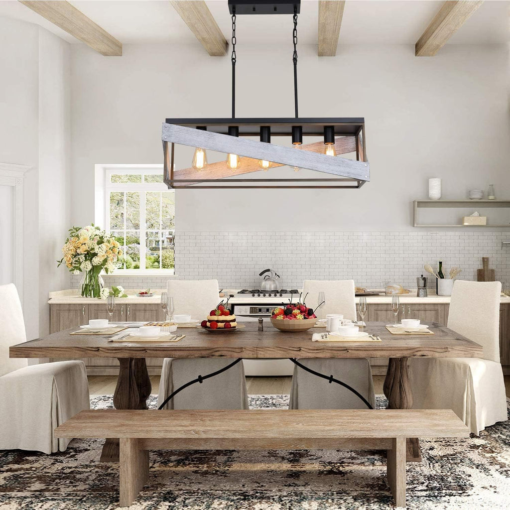 Antique Gold and Black Wood Pendant Light Y63549