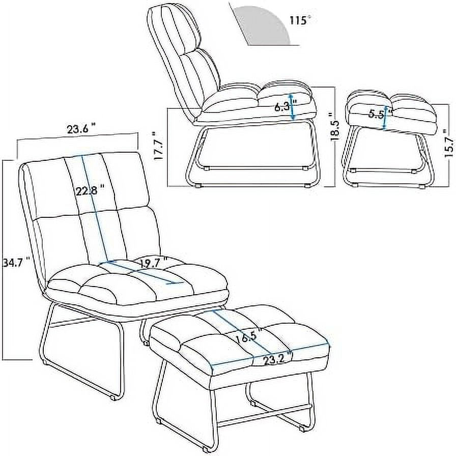 Accent Chair with Ottoman PU Leather Club Chair with Golden Metal Legs Z43724