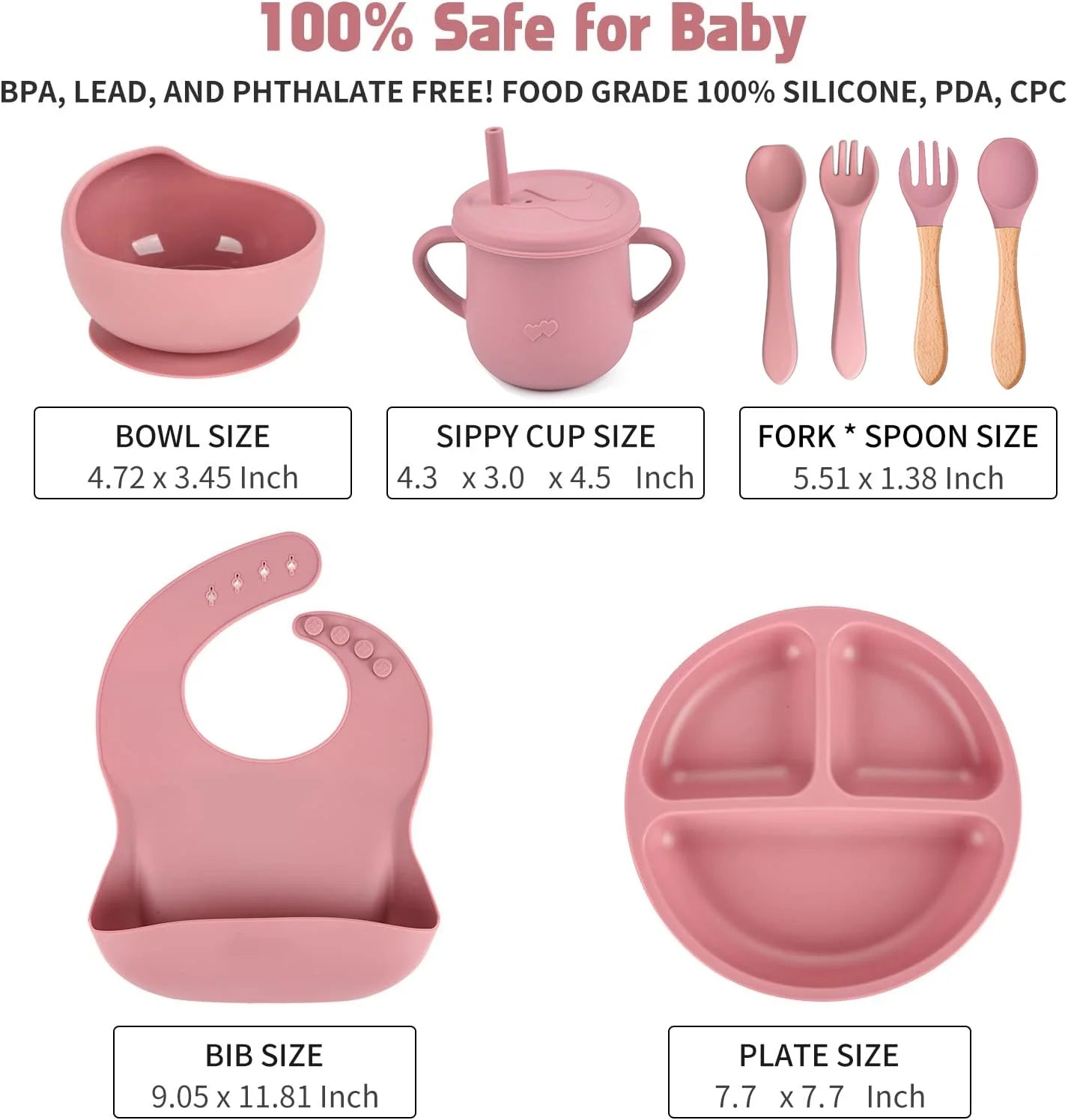9 Pack Silicone Baby Feeding Set with Sippy Cup and Utensils M1510