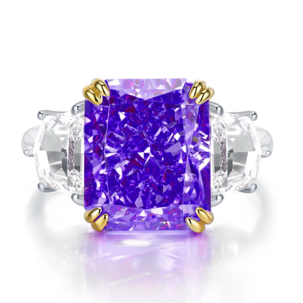 S925 Sterling Silver Radiant Cut Engagement Ring P15311