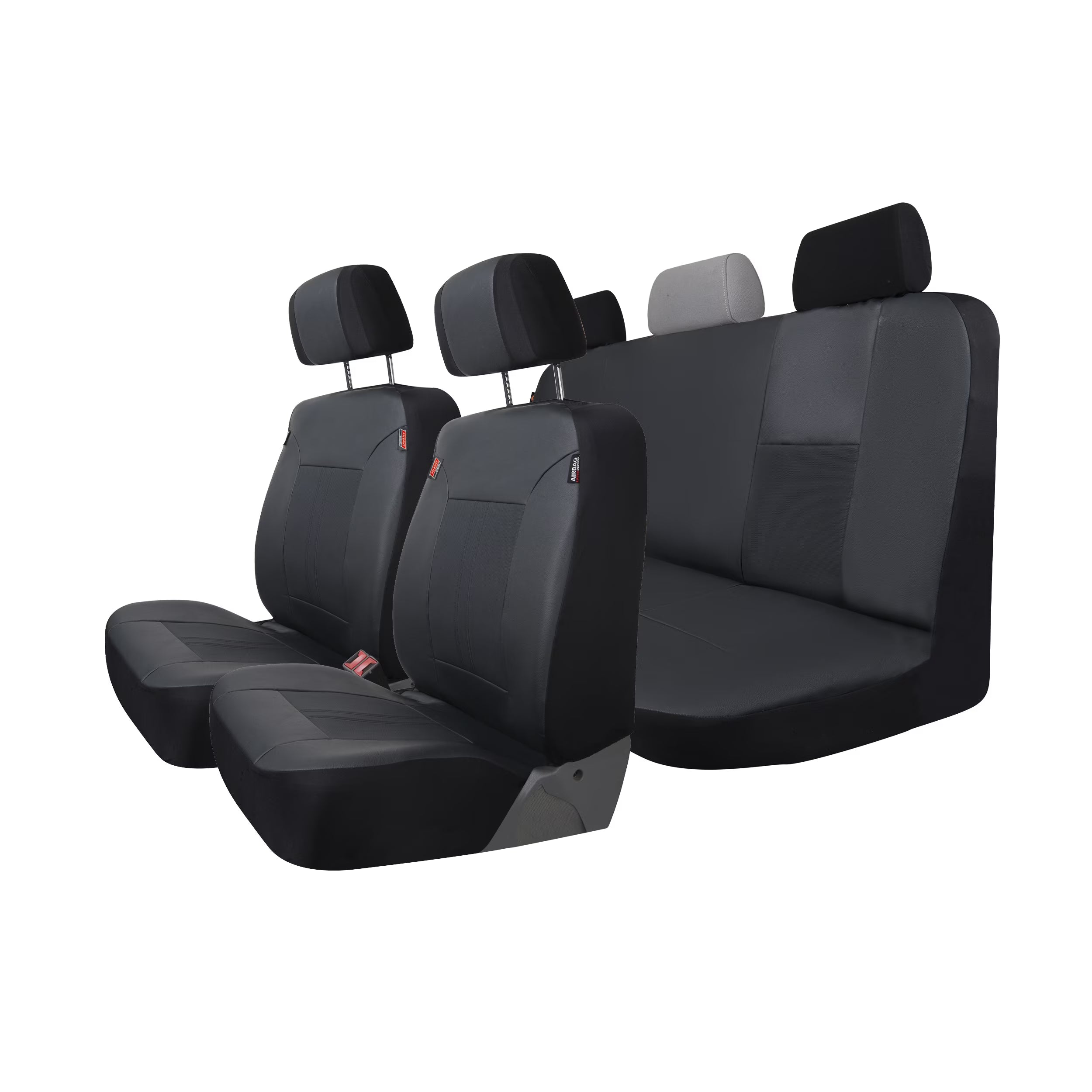 3 Piece Vegan Leather Seat Covers Black V21338