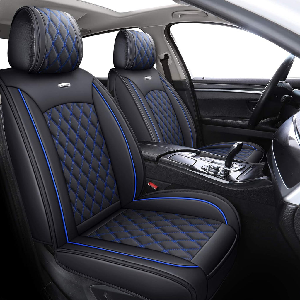 Black-White Waterproof Leather Car Seat Covers Full Set Y894