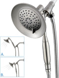 Double Height Positioning Shower Head, Handheld Spray, Metal Bracket Holder, Stainless Steel Flexible Hose (Brushed Nickel) Pack of 2 M96501