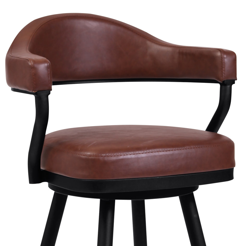 Vintage Camel Brown Faux Leather Swivel Counter Stool Armchair K150666