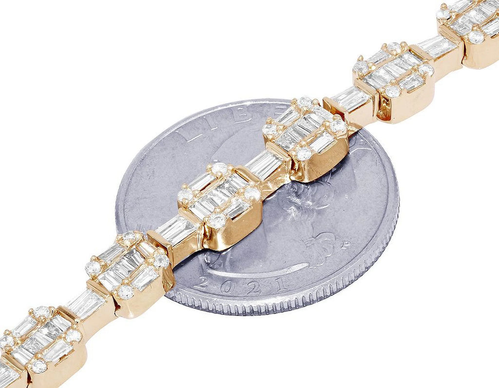 Diamond Square Link Bracelet Gold 6MM 8.5" J947