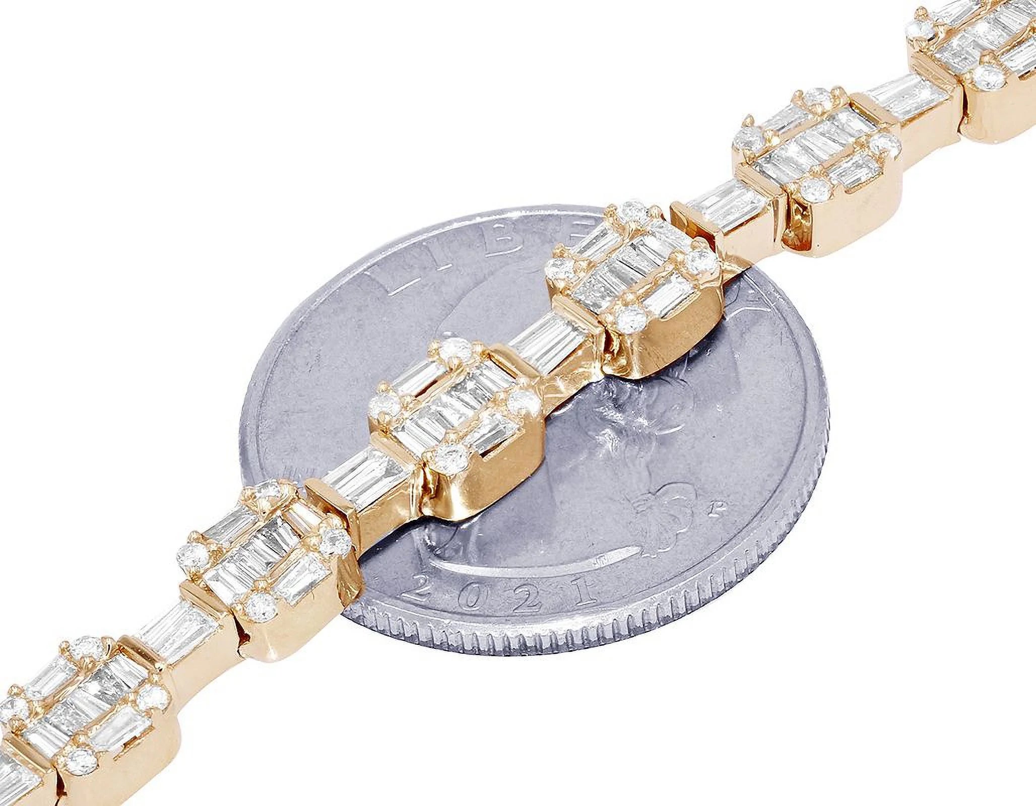 Diamond Square Link Bracelet Gold 6MM 8.5" J947