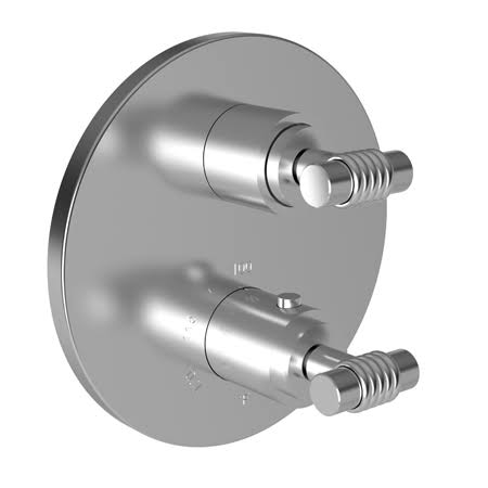 Matte White Round Thermostatic Trim Plate with Handle C21614