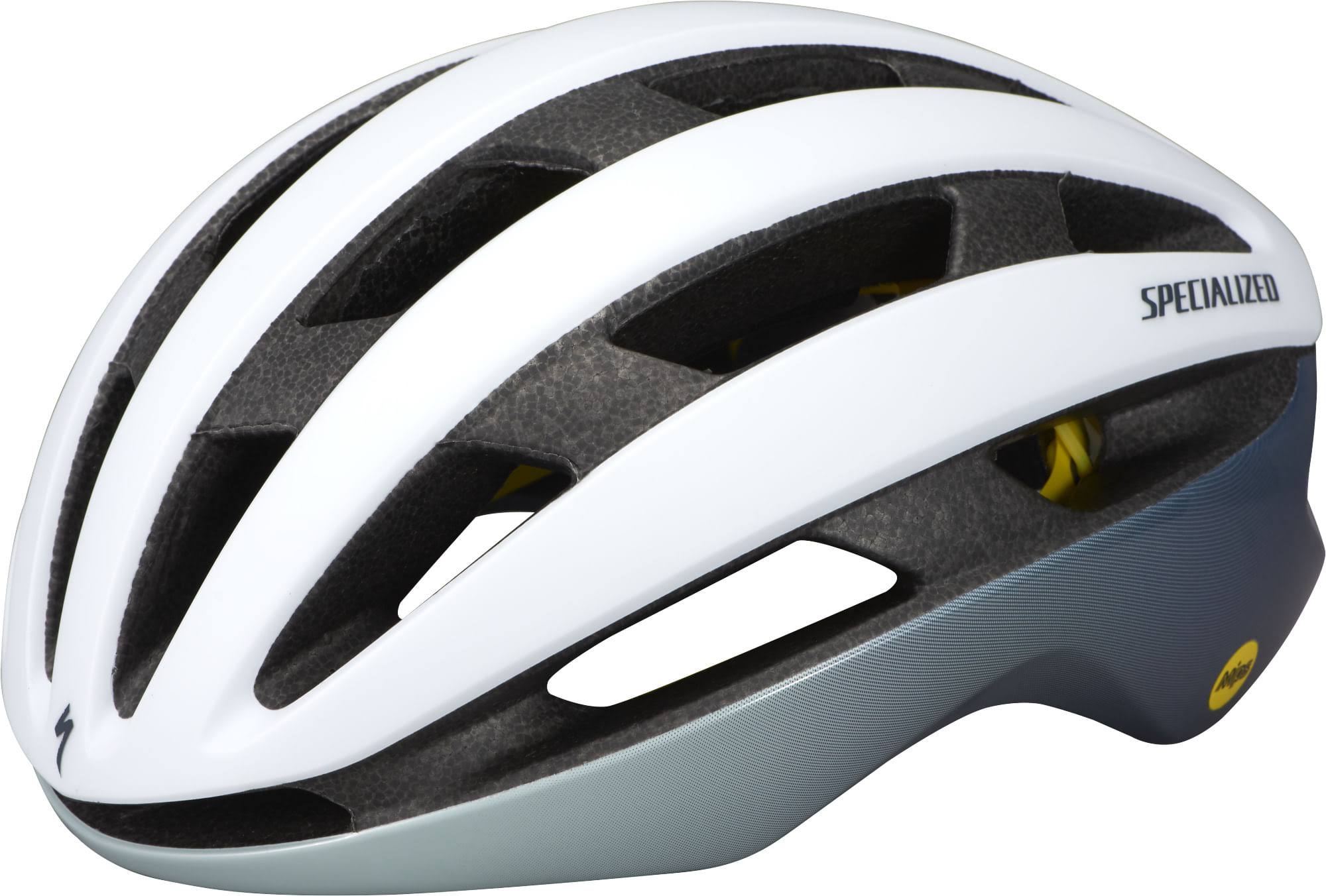 Satin White Gloss Ice Blue MIPS Helmet W2837