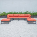 Black Aluminum 6-Piece Patio Sectional Sofa Set with Ottomans & Cushions W312001