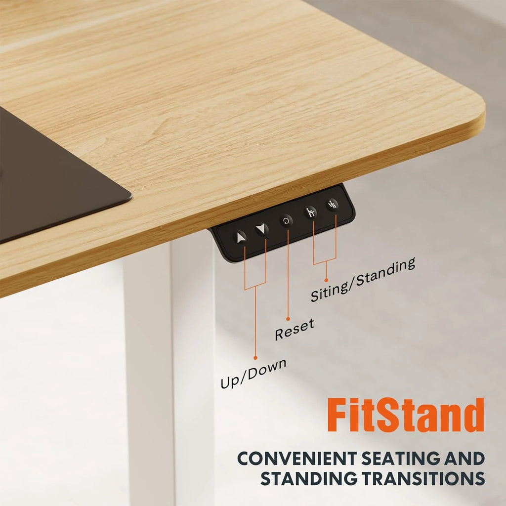 Adjustable Electric Standing Desk, 44 x 24 Inch, Maple Top White Frame Z1001
